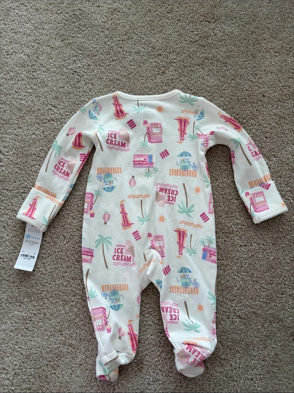 Carter's White One-Piece with Pink & Pastel Ice Cream Print